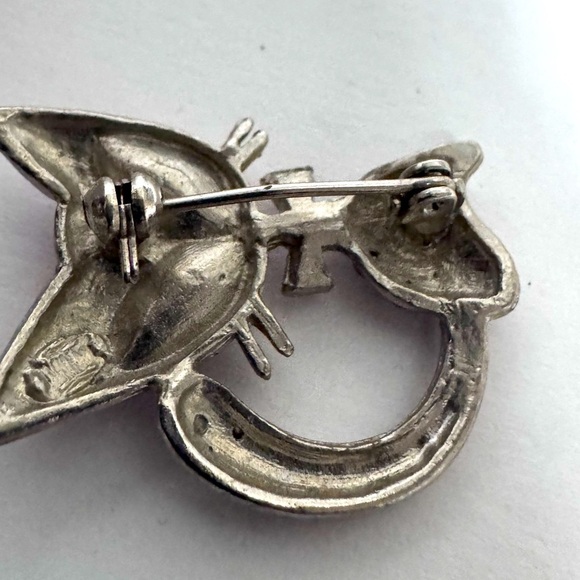 🐱 Beautiful Edgy Vintage Antique Pink Crystal Cat Brooch - Picture 11 of 13